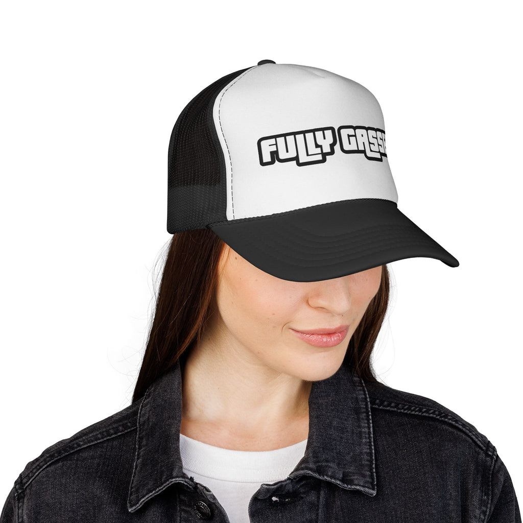 Fully Gassed Trucker Cap – Retro Bold Patch Hat for Motorheads & Road Trips