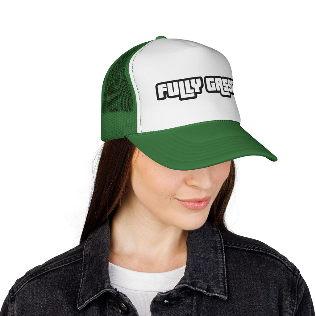 Fully Gassed Trucker Cap – Retro Bold Patch Hat for Motorheads & Road Trips