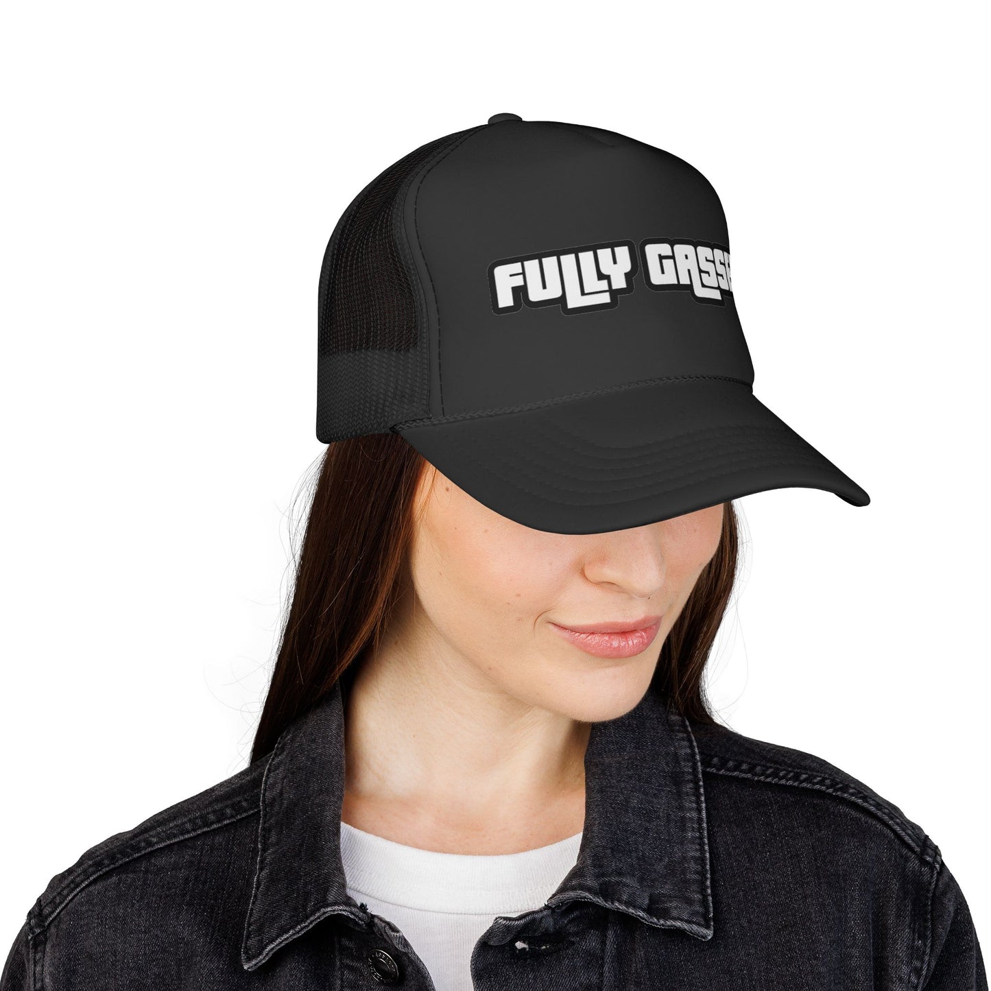 Fully Gassed Trucker Cap – Retro Bold Patch Hat for Motorheads & Road Trips