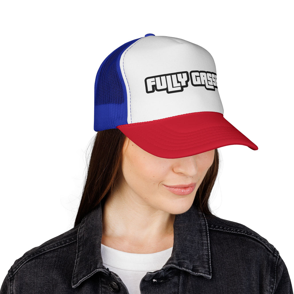 Fully Gassed Trucker Cap – Retro Bold Patch Hat for Motorheads & Road Trips