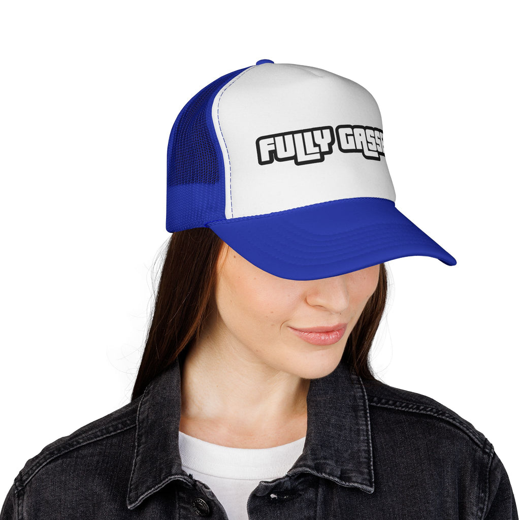 Fully Gassed Trucker Cap – Retro Bold Patch Hat for Motorheads & Road Trips