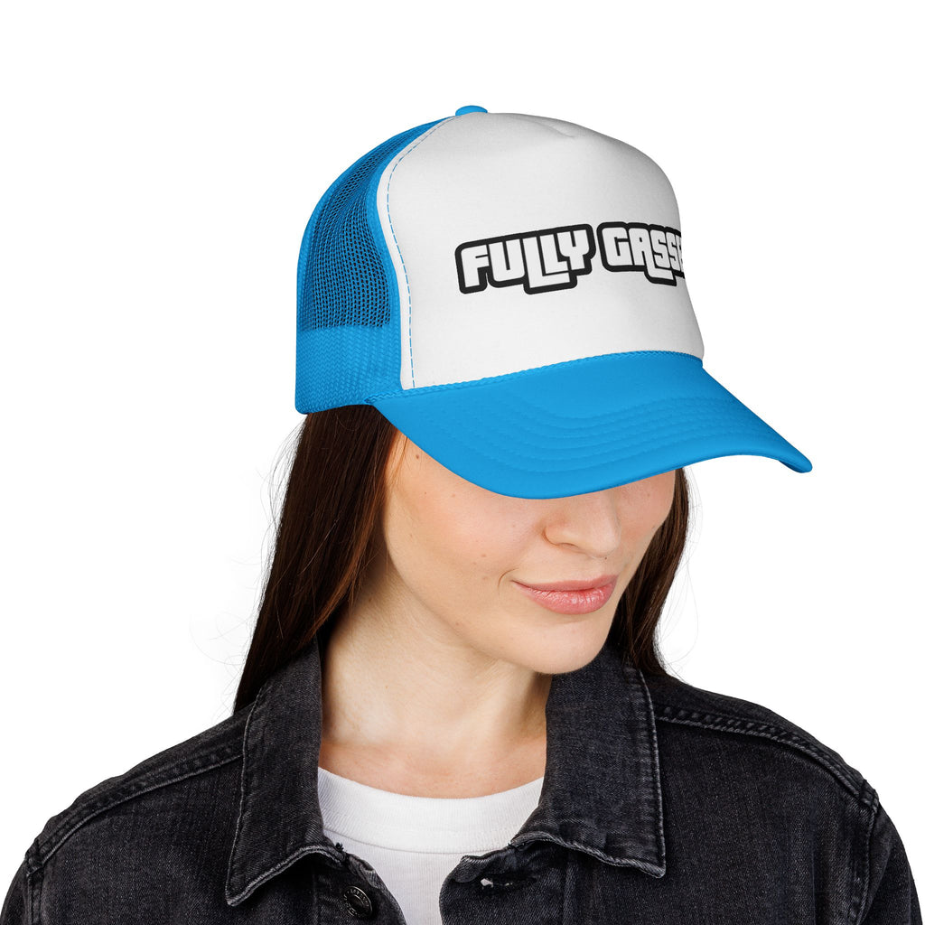 Fully Gassed Trucker Cap – Retro Bold Patch Hat for Motorheads & Road Trips