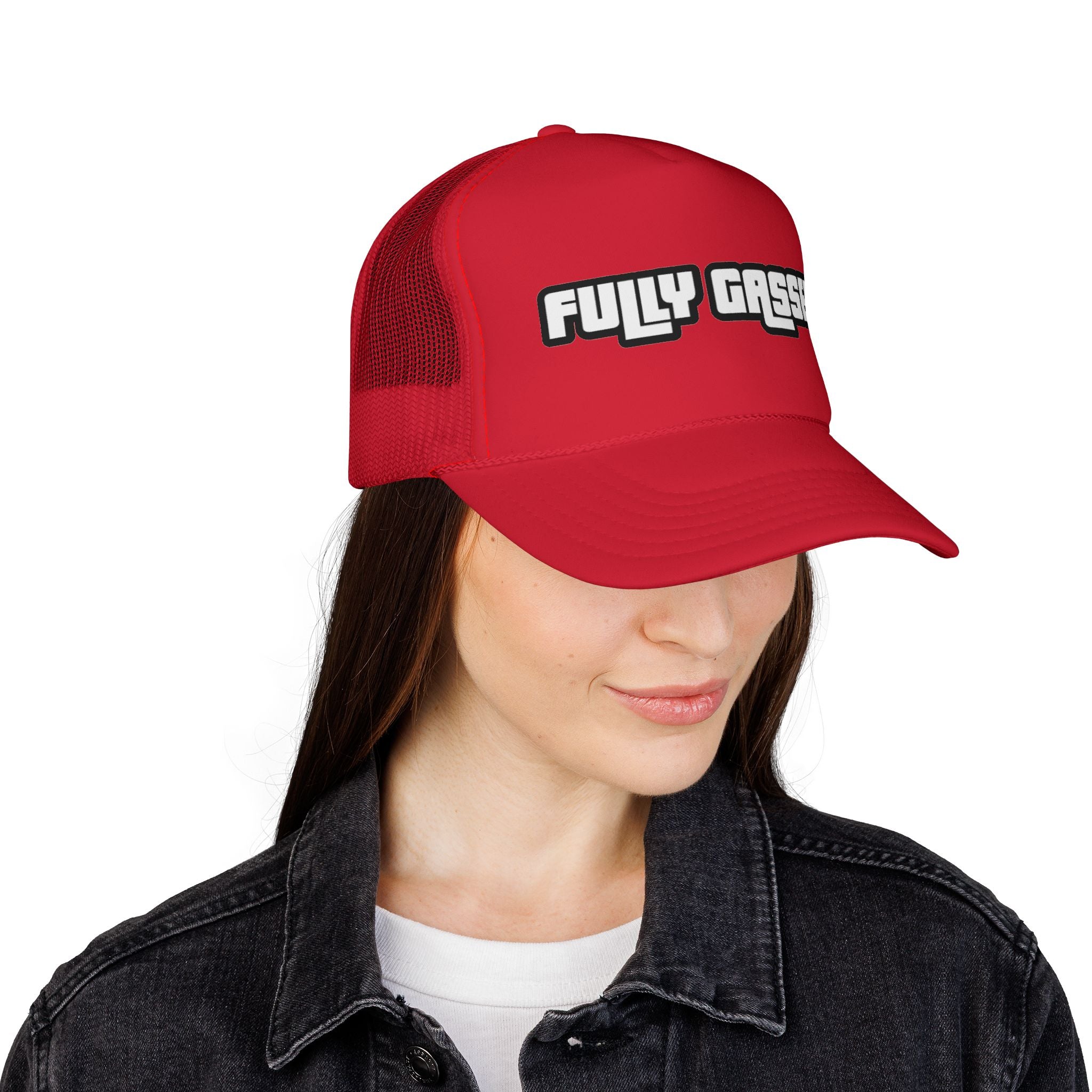 Fully Gassed Trucker Cap – Retro Bold Patch Hat for Motorheads & Road Trips