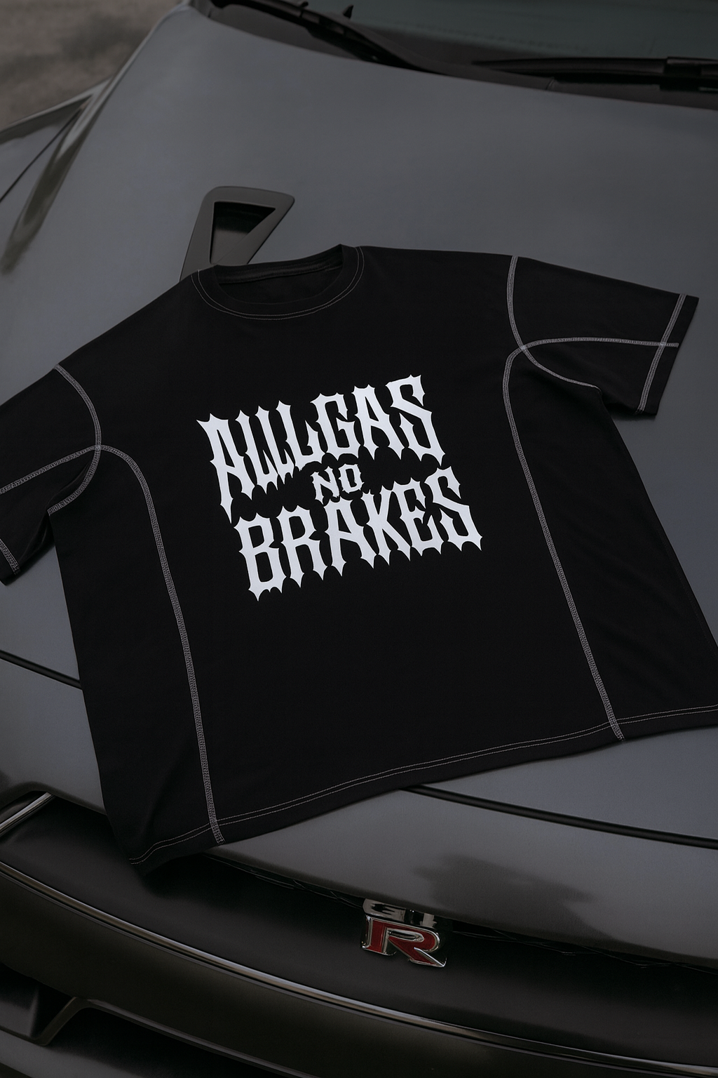 ALL GAS NO BRAKES Streetwear Contrast-Stitched Cotton T-Shirt
